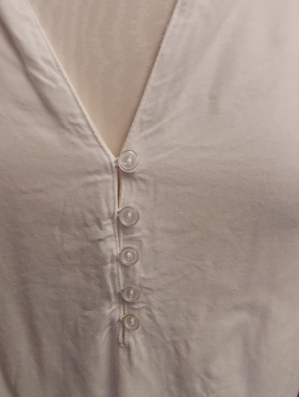 Cream Ruffle Sleeve V-Neck Button Front Top - Picture 2 of 6